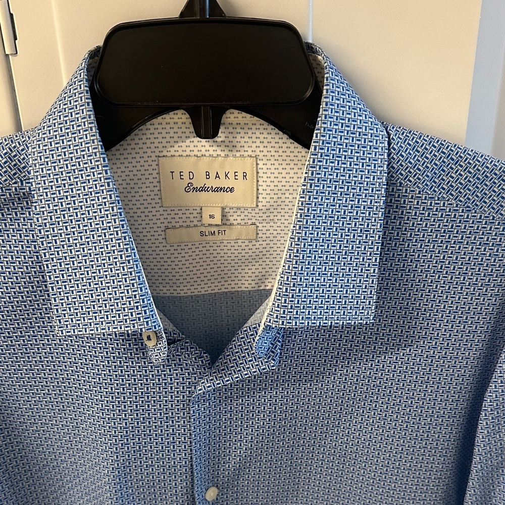 Ted Baker Patterned Blue Dress Shirt